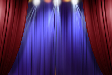 theater stage red curtains opening for a live performance background