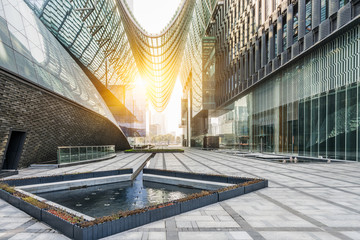 empty space front of modern business architecture in city of China. © fanjianhua