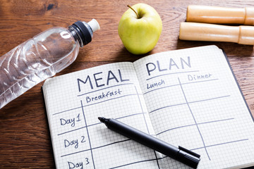 Meal Plan Concept On Wooden Desk