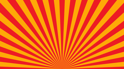 Yellow orange rays poster. Popular ray star burst background television vintage. Dark-light bright abstract texture with sunburst, flare, beam. Retro art design Glow bright pattern Vector Illustration