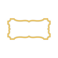 Gold frame. Beautiful simple golden design. Vintage style decorative border, isolated on white background. Deco elegant object. Empty copy space for decoration, photo, banner Vector illustration