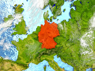 Germany on map with clouds