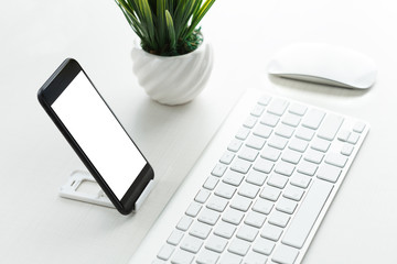 phone blank screen place on work desk