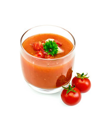 Soup tomato with parsley in glassful