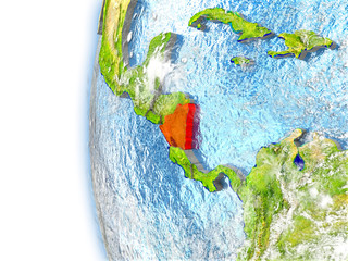 Nicaragua on model of Earth