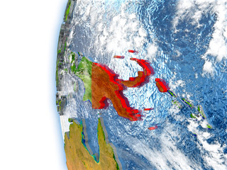 Papua New Guinea on model of Earth