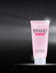 Face Cream Bottle Tube Template for Ads or Magazine Background. 