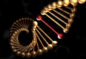 The DNA molecule with defective gene 3d illustration - obrazy, fototapety, plakaty