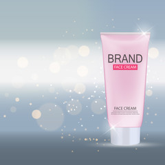 Face Cream Bottle Tube Template for Ads or Magazine Background. 