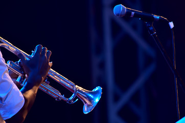 Playing saxophone