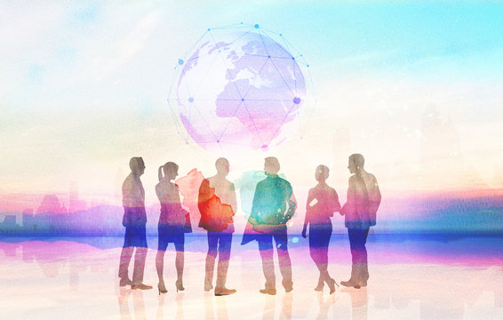 Global Business people team silhouettes