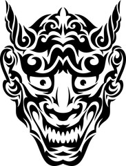 Tribal smiley japanese evil mask