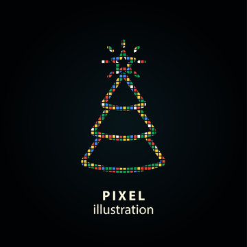 Christmas tree - pixel illustration.