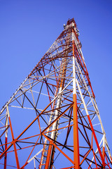 Telecommunication tower Antenna at blue sky