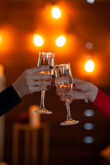 Celebration. People holding glasses of champagne making a toast