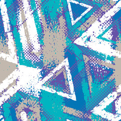 Abstract grunge seamless chaotic pattern with brushstrokes. Urban winter camouflage texture. Season colorful background. Modern wallpaper. Fashionable print with a shabby paint effect.