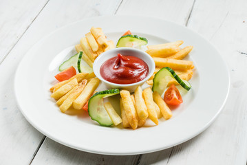 french fries with ketchup