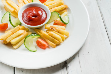 french fries with ketchup
