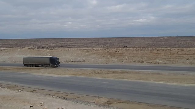 Road in the cavity. Mangystau region. Kazakhstan