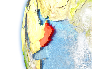 Oman on model of Earth