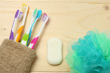 Obraz na płótnie Canvas toothbrush tooth-brush on wood