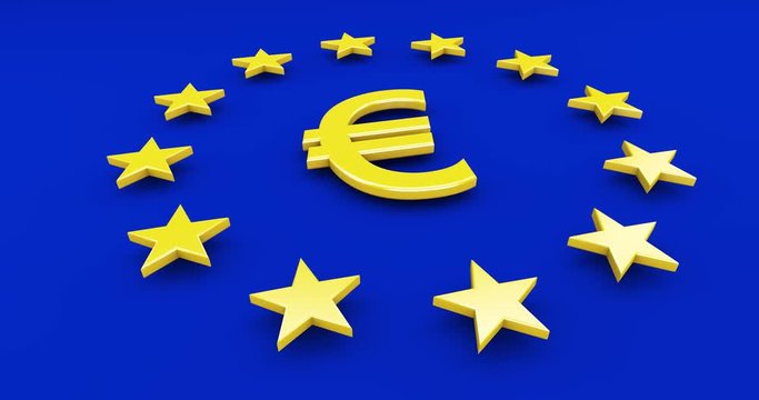 Europ Sterne Flagge dreht sich - Konzept Fl&uuml;chtlinge, Demokratie, Freiheit und Toleranz