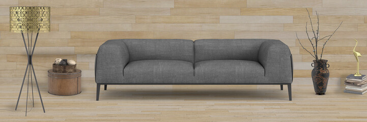 Modern living-romm with Asian style elements