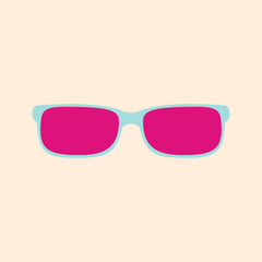 pink glasses on a yellow background, vector