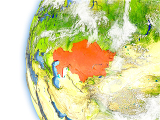 Kazakhstan on model of Earth