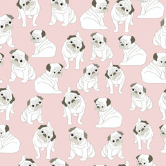 Pud dog pattern Seamless pattern pink background