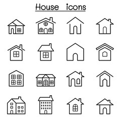 House icon set in thin line style