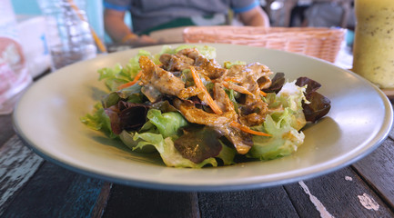 homemade Grilled barbecue pork salad