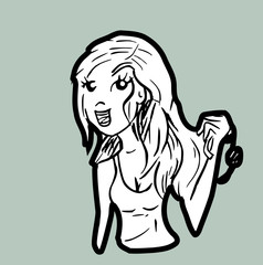 Grafische illustratie van zomerse vrouw