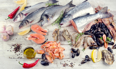 Fresh seafood. Healthy diet eating.