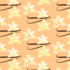 орнамент с цветами ванили, векторная иллюстрация