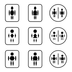 ellipse diamond hexagon shape toilet sign icons set