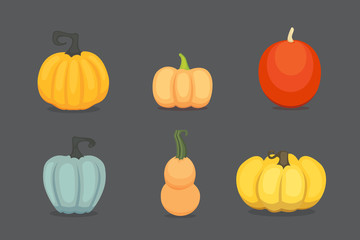 Set vectpr cartoon Pumpkin isolated