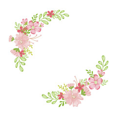 Floral Wreath Hand-Painted Spring Illustration