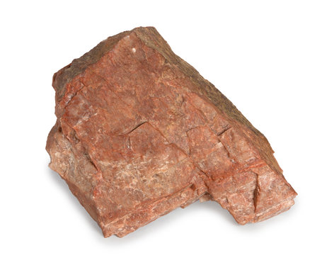 Feldspar isolated on white background. Feldspars mineral stones crystallize from magma. Feldspar is a common raw material in the production of glass, ceramics and geopolymers.  