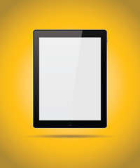 Black tablet mock up isolated on yellow background vector design