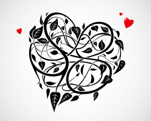 vector of heart-shaped vines background
