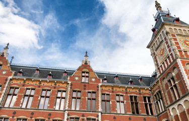 Obraz premium Amsterdam. Beautiful exterior architecture of Central Station