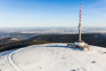 aerial  view of the  winter mountains