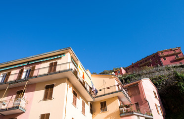 Fototapeta na wymiar Colorful homes of Manarola, Cinque Terre