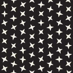 Stylish Doodle Scattered Shapes. Vector Seamless Black And White Freehand Pattern