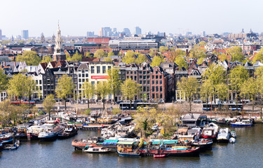 Naklejka premium Amsterdam, Netherlands. Beautiful typical city architecture