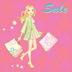 Shopping girl young sexy vector illustration