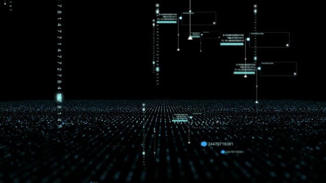 Digital floating numbers in cyber space background