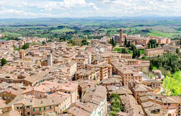 Naklejka premium Siena, Italy. Beautiful view of famous medieval architecture
