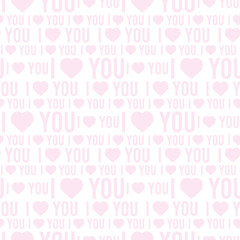 Vector seamless pattern with the words I love you on a white background